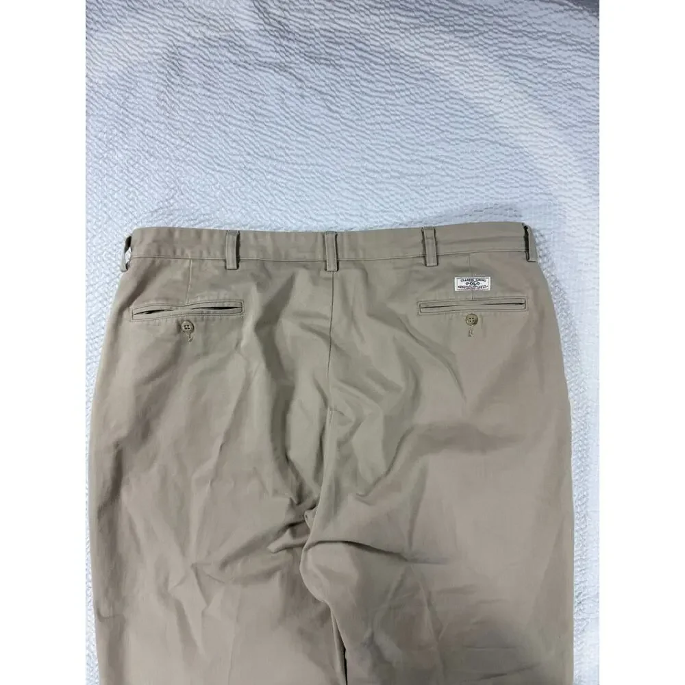Polo Ralph Lauren Pants Mens 40x30 Andrew Pant Tan Chino Casual Cotton Preppy